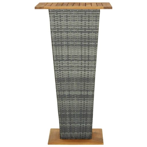 Szürke polyrattan és tömör akácfa bárasztal 60 x 60 x 110 cm