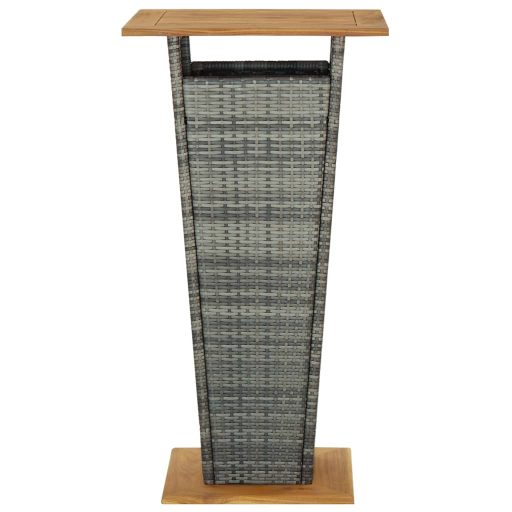 Szürke polyrattan és tömör akácfa bárasztal 60 x 60 x 110 cm