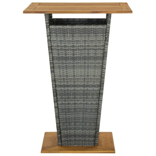 Szürke polyrattan és tömör akácfa bárasztal 80 x 80 x 110 cm