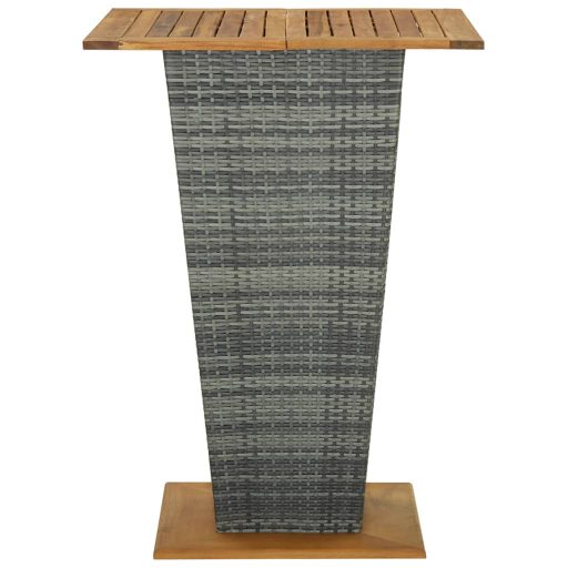 Szürke polyrattan és tömör akácfa bárasztal 80 x 80 x 110 cm