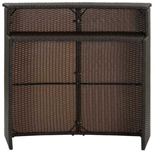 Barna polyrattan kerti bárasztal 120 x 55 x 110 cm