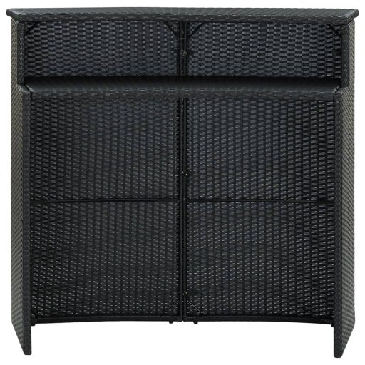 Fekete polyrattan kerti bárasztal 120 x 55 x 110 cm