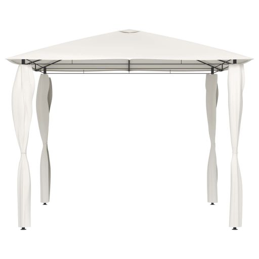 Krémszínű pavilon oszlop takarókkal 3 x 3 x 2,6 m 160 g/m²