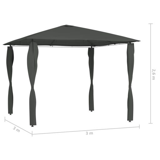 Antracitszürke pavilon oszlop takarókkal 3 x 3 x 2,6 m 160 g/m²
