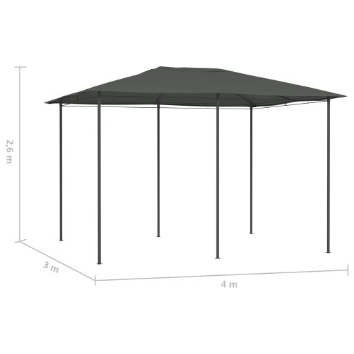Antracitszürke pavilon 3 x 4 x 2,6 m 160 g/m²