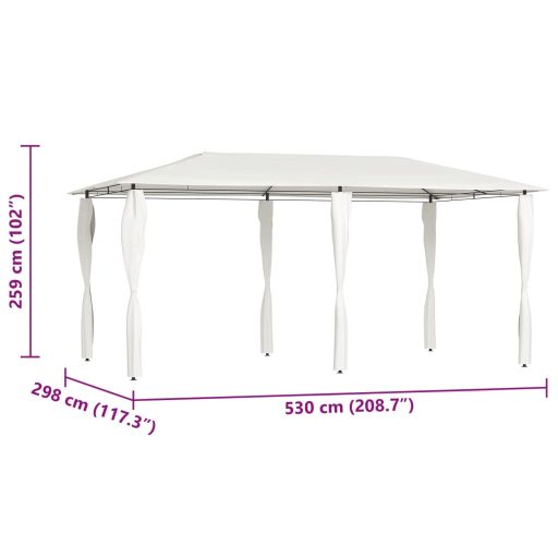 Krémszínű pavilon oszlop takarókkal 2,98x5,3x2,59 m 160 g/m²