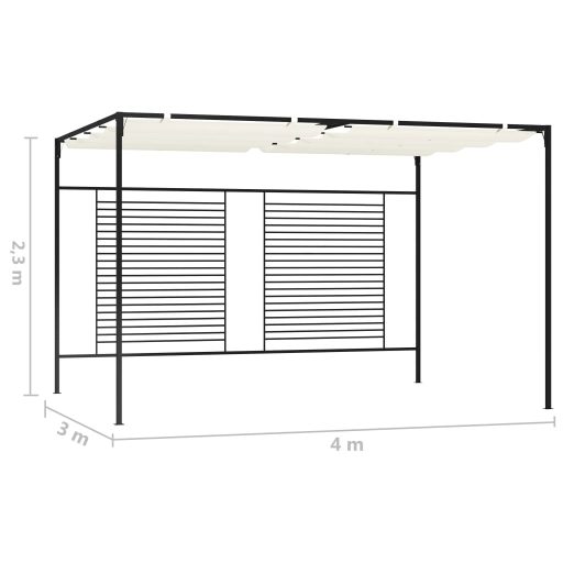 Krémszínű pavilon behúzható tetővel 3 x 4 x 2,3 m 180 g/m²