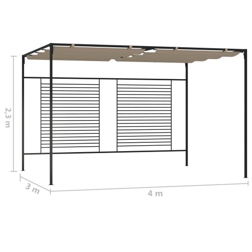 Tópszínű pavilon behúzható tetővel 3 x 4 x 2,3 m 180 g/m²