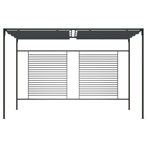 Antracitszürke pavilon behúzható tetővel 3 x 4 x 2,3 m 180 g/m²