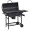 Fekete acél hengeres grillsütő kerékkel és polccal 115x85x95 cm