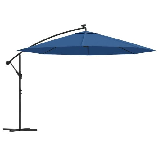 Azúrkék konzolos napernyő LED-világítással 350 cm