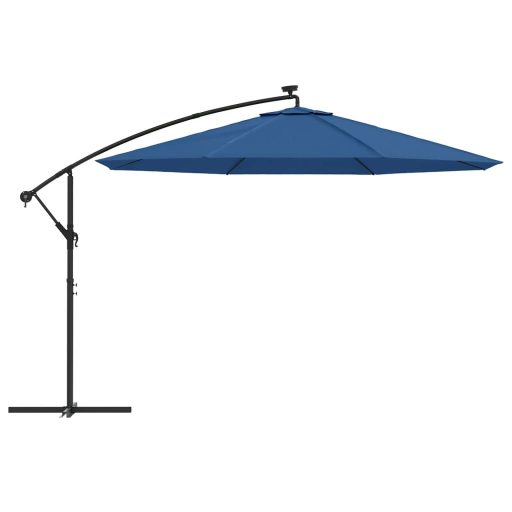 Azúrkék konzolos napernyő LED-világítással 350 cm