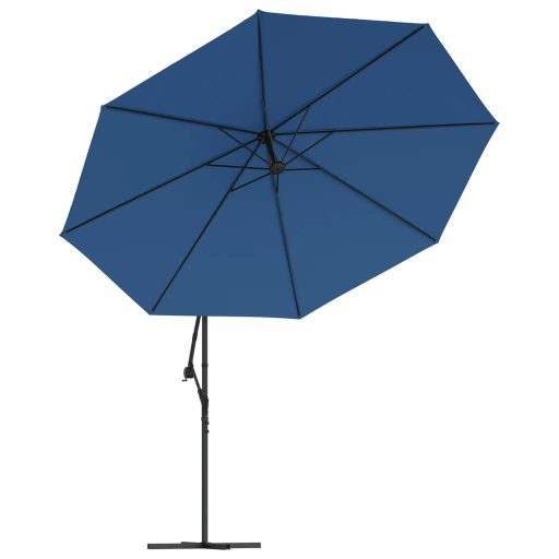 Azúrkék konzolos napernyő LED-világítással 350 cm
