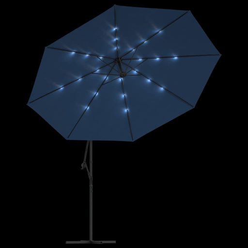 Azúrkék konzolos napernyő LED-világítással 350 cm