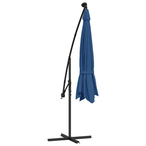 Azúrkék konzolos napernyő LED-világítással 350 cm