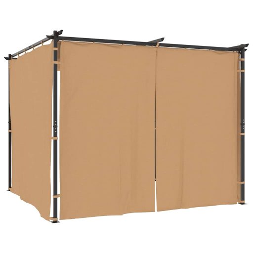 Tópszínű acél pavilon függönyökkel 3 x 3 m