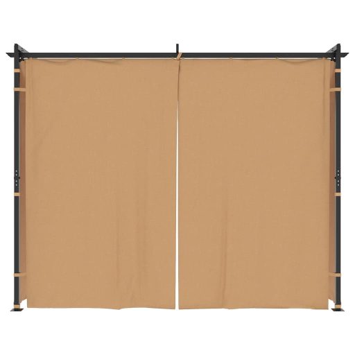 Tópszínű acél pavilon függönyökkel 3 x 3 m