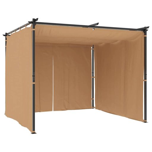Tópszínű acél pavilon függönyökkel 3 x 3 m