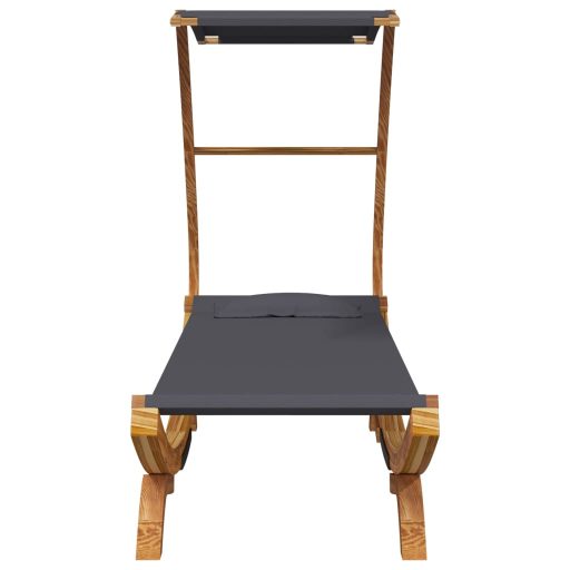 Kültéri antracit baldachinos hajlított fa nyugágy 100x190x134cm