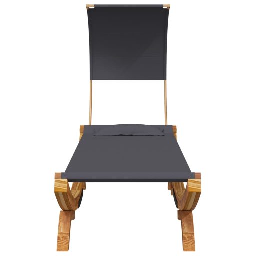 Kültéri antracit baldachinos hajlított fa nyugágy 100x200x126cm