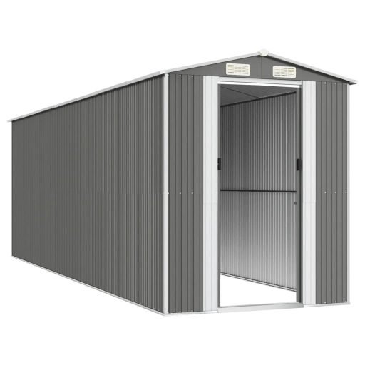 Világosszürke horganyzott acél kerti fészer 192 x 606 x 223 cm