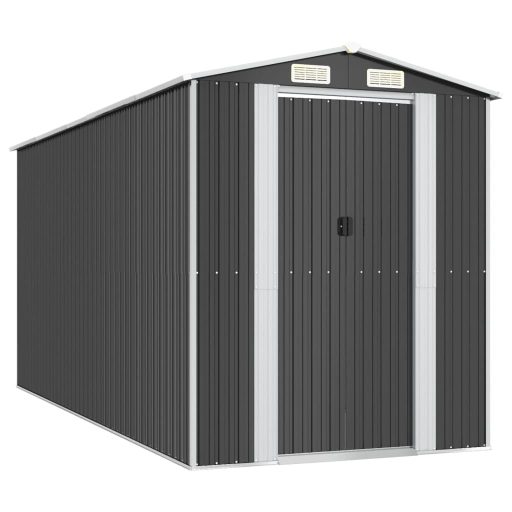 Antracitszürke horganyzott acél kerti fészer 192 x 440 x 223 cm