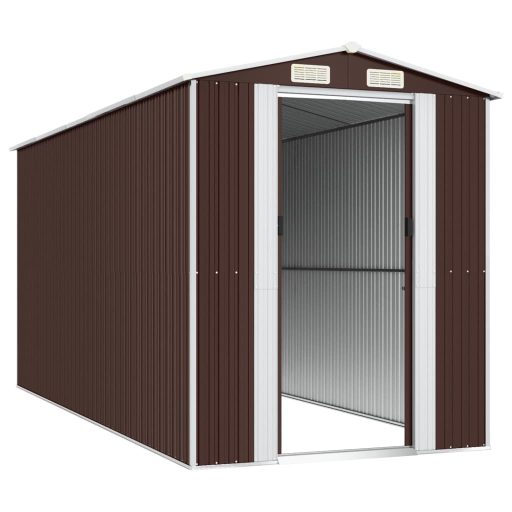 Sötétbarna horganyzott acél kerti fészer 192 x 440 x 223 cm