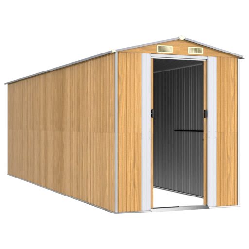 Világosbarna horganyzott acél kerti fészer 192x606x223 cm