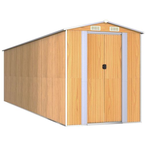 Világosbarna horganyzott acél kerti fészer 192x689x223 cm