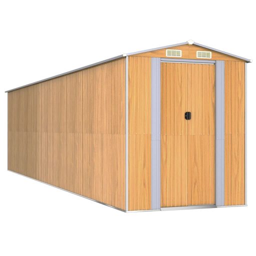 Világosbarna horganyzott acél kerti fészer 192x772x223 cm