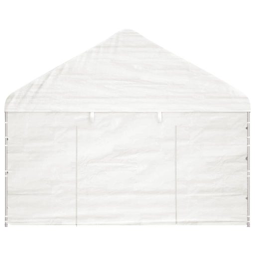 Fehér polietilén pavilon tetővel 13,38 x 4,08 x 3,22 m