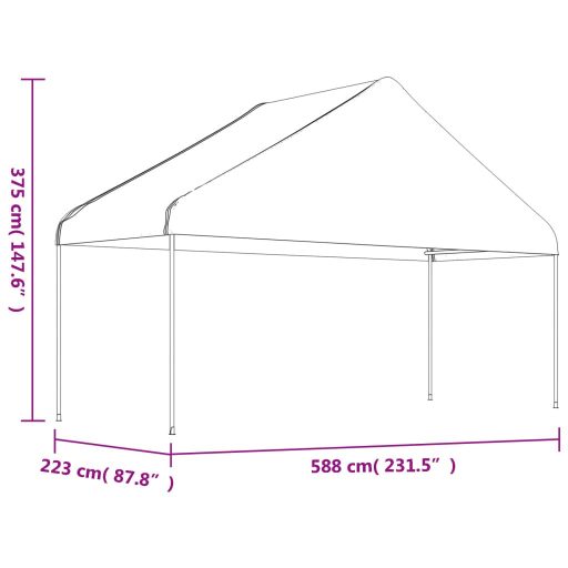Fehér polietilén pavilon tetővel 6,69 x 5,88 x 3,75 m