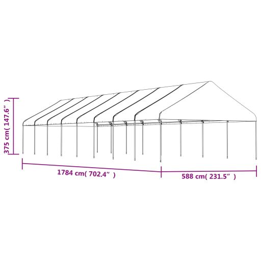 Fehér polietilén pavilon tetővel 17,84 x 5,88 x 3,75 m