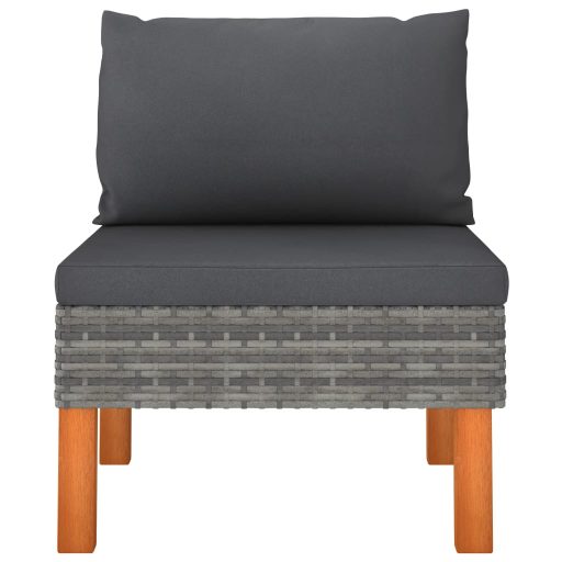 3 részes polyrattan és tömör eukaliptuszfa kerti ülőgarnitúra