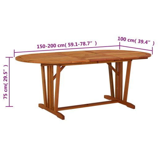 Tömör eukaliptuszfa kerti asztal 200 x 100 x 75 cm