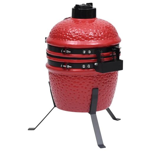 Piros kerámia 2 az 1-ben Kamado grillsütő füstölővel 56 cm