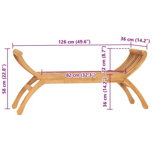 Tömör tíkfa kerti pad 126 cm
