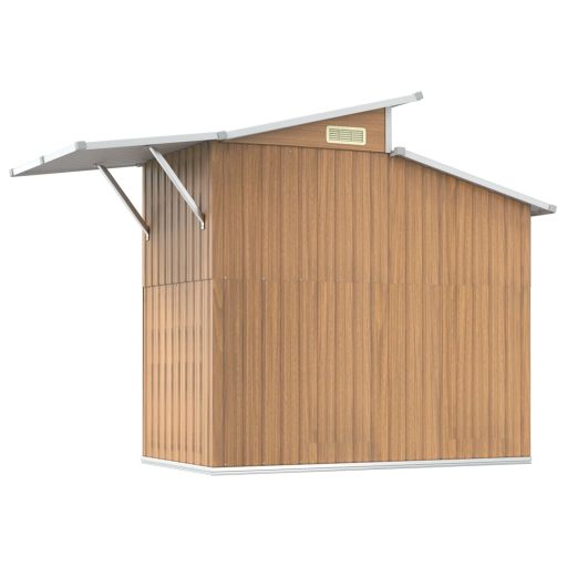 Barna horganyzott acél kerti fészer 270 x 130 x 208,5 cm
