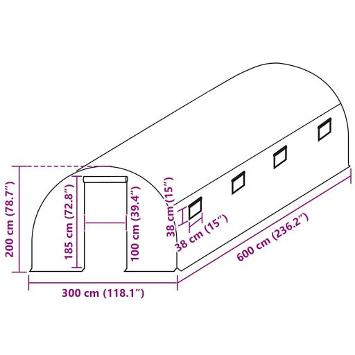 Zöld melegház pótponyva (18 m²) 300 x 600 x 200 cm