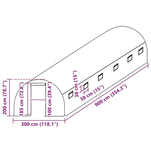 Zöld melegház pótponyva (27 m²) 300 x 900 x 200 cm