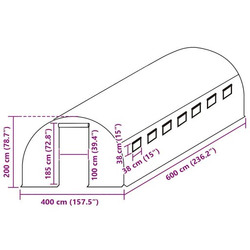 Zöld melegház pótponyva (24 m²) 400 x 600 x 200 cm