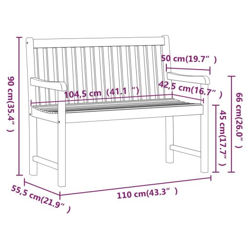 Tömör akácfa kerti pad 110 cm