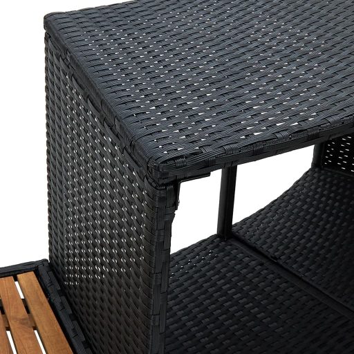 Fekete polyrattan és tömör akácfa pezsgőfürdő keret