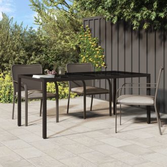   Barna polyrattan és edzett üveg kerti asztal 190 x 90 x 75 cm