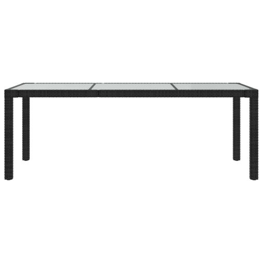 Fekete polyrattan és edzett üveg kerti asztal 190 x 90 x 75 cm