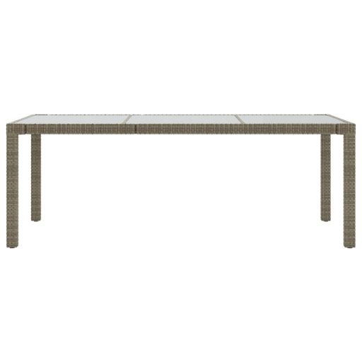 Szürke polyrattan és edzett üveg kerti asztal 190 x 90 x 75 cm