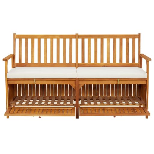 Tömör akácfa tárolópad párnával 148 cm