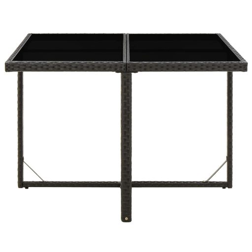 Fekete polyrattan és üveg kerti asztal 109 x 107 x 74 cm