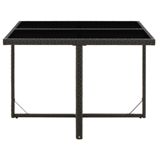 Fekete polyrattan és üveg kerti asztal 109 x 107 x 74 cm