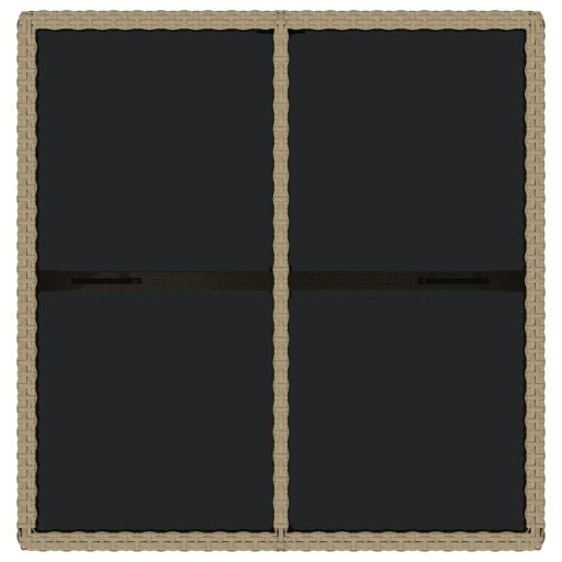 Bézs polyrattan és üveg kerti asztal 109 x 107 x 74 cm